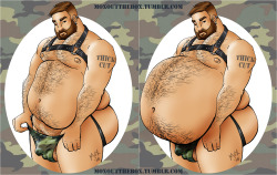 dcgluttonhog:  moxoutthebox:  â€œThicker Cutâ€ - artwork by Moxoutthebox.tumblr.com Had a suggestion to make him BIGGER. Challenge accepted.Â  So which do you prefer? Left or Right?Â â€œBeforeâ€ orÂ â€œAfterâ€? ;)   I think the after shows more devotio