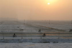 pyongyangdaily:  “Sunset over Sinuiju Plain”