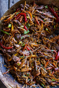 do-not-touch-my-food:  Stir Fry Beef and Toasted Sesame Noodles