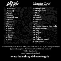 periwinkei: Hey guys I made an inktober prompt list for monster