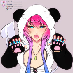   Finished Law (OC) in a panda costume, colored sketch for SexyHair
