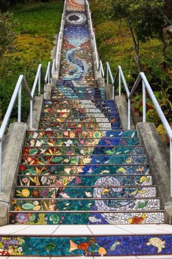 womansart:Mosaic Stairs, San Francisco (2005) by ceramist Aileen