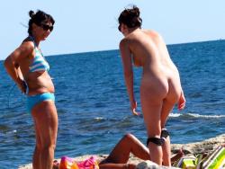 real-naturist-beach:  Mother and daughter undressing on a nude