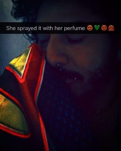 Smelling the superman pillowcase she sent me 💚