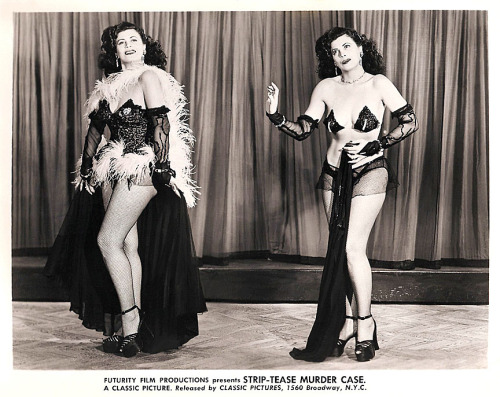 Naomi (aka. “The Brunette With An Educated Body” ) appears twice in this publicity still from the 1950 film: “The STRIP-TEASE MURDER CASE”; directed by Hugh Prince.. The film also featured strippers: Denise Darnell, Lynn Sherwood,