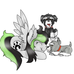 askbreejetpaw:  I drew you with my two schnauzer pups, Smoke