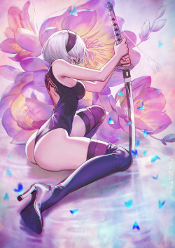 xyzismywaifu:  2B flower   <3 <3 <3