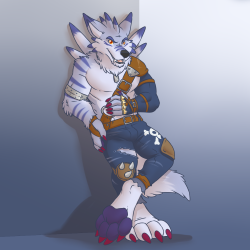 johnny-the-zangoose:  Weregarurumon 6/5 [Stream Commission -