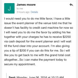 SCAM photographers beware of a James Moore jamesmoore101@email.com