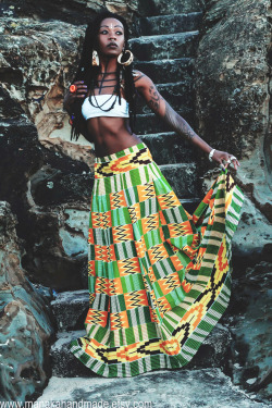 manakahandmade:  One of a kind African Bohemian ruched skirt