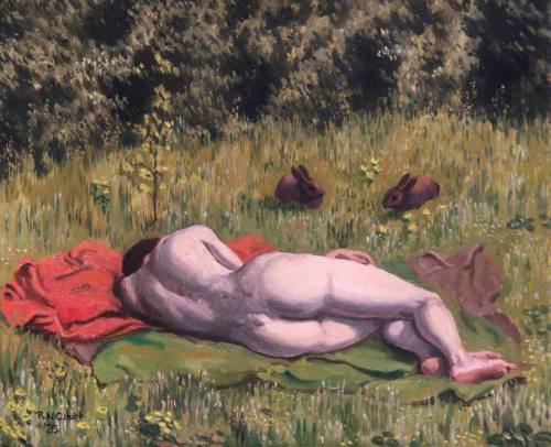 antonio-m:  “Reclining Nude in a Field” by Ralph Nicholas
