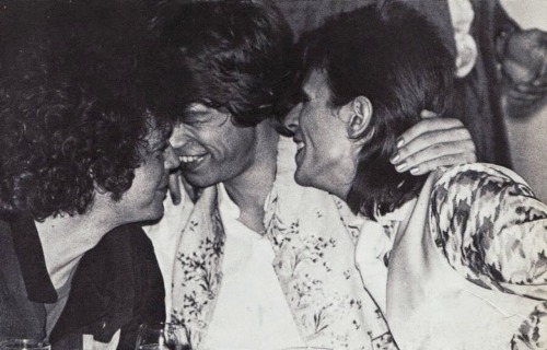 Lou Reed, Mick Jagger & David Bowie at Cafe Royale, 1973.