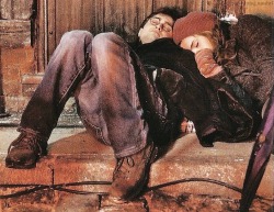  Emma and Daniel sleeping between takes of Deathly Hallows part