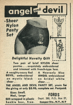 theshinyboogie:  Angel and Devil Sheer Nylon Panty Set, 1957