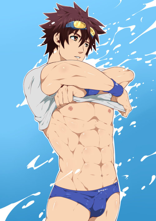 yaoi-bara-bishies: Deeper Return by mazjojo   I caved. You now have a swimmer.Â 