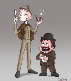 Commissioned piece featuring Pearl and Steven as Sherlock Holmes