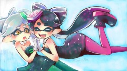 mizoreame00:  Squid sisters with ArtAcademy!my Miiverse page