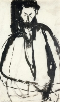 artist-modigliani:  Bearded Man, Amedeo ModiglianiMedium: ink,paperhttps://www.wikiart.org/en/amedeo-modigliani/bearded-man-1905