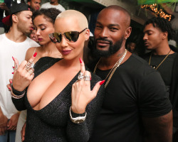 celebritiesofcolor:  Amber Rose and Tyson Beckford at Rihanna’s