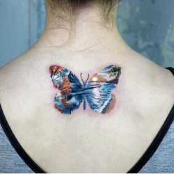 tattoos-org: Butterfly Landscape Tattoo  Artist: EQUILATTERA