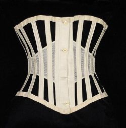 shewhoworshipscarlin:  1) Ventilated corset, 1872, USA.2) Corset,