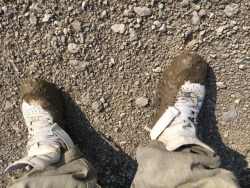 Muddy sneakers are a must, and the diapers are starting to leak