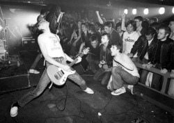 coolkidsofhistory:The Ramones at Eric’s Club in Liverpool,