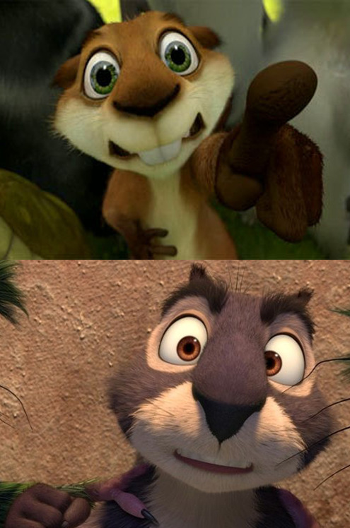 Is it just me, or does Surly, the main character from The Nut Job, look an awful lot like Hammy the Squirrel from Over the Hedge? I realize they’re from different studios, and the voices are markedly different–and, as an aside, I love both