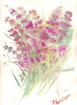 showantell:  Abstract Lavender, Original watercolor painting,