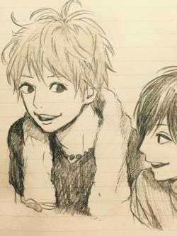 orange-takanoichigo:  Sketches of Suwa and Kakeru				[x]