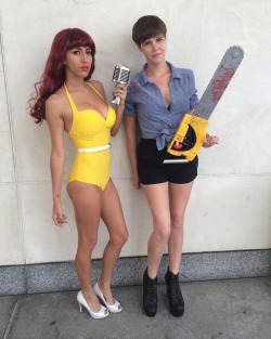 #tbt 3 years ago when @michelledeidre &amp; I did damn good cosplays as pinup April O'Neil and Ash