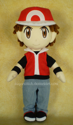 sugarstitchplush:  OOAK Trainer Red Custom Plush~! My (better