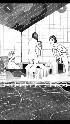 asiwillit:As I Will It:Detail of Onsen Ladies, by Stephanie Davidson.