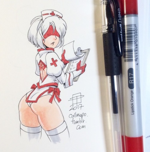 callmepo: Time for nurse Yorha 2b’s shift.   Still hacking up a storm thanks to an annoying sinus drip which always happens if a cold or allergy attack gets too bad. Usually makes me miserable for a week until it clears up.   But I don’t want my followers