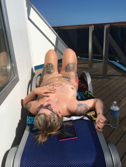 “Hanging out on the balcony of Carnival Liberty stateroom 8448”