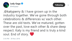 ladyxgaga:  After old text messages between Kesha and Lady Gaga