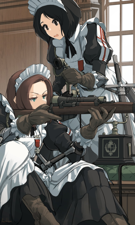 manfrommars2049:Combat maids by @asterisk_kome via ImaginaryWeaponry