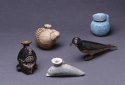 via-appia: Group of terracotta scent/perfume bottles Greek, Rhodian,