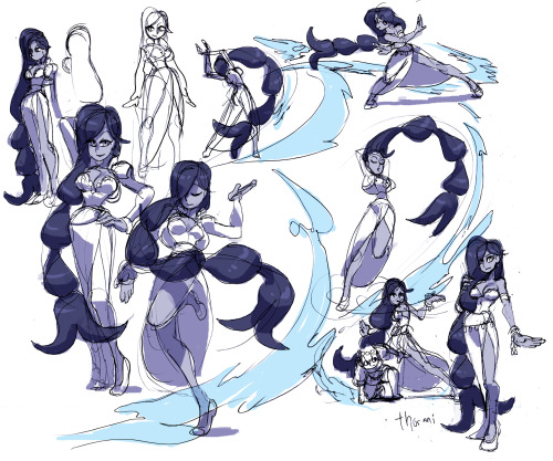 o-8:  Additional sketches of Thorani, the second revealed incarnation for Indivisible.With the power of Iddhi, she wrings her magic hair and washes away evil.Check out the IGG Campaign here: https://www.indiegogo.com/projects/indivisible-an-rpg-by-lab-zer