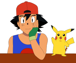 mezasepkmnmaster:  Older Ash and Pikachu! Casual wear during