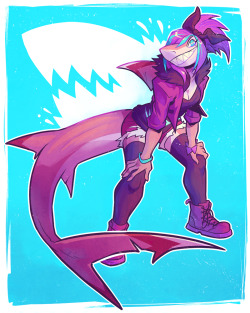 squeedgeart:  SHARK GALS. First being a commission that accompanied