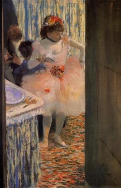 edgardegas-art:    Dancer in Her Dressing Room  1880 Edgar Degas