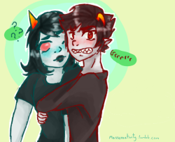 masscreativity:  Some Karkat being posessive Karezi I drew for