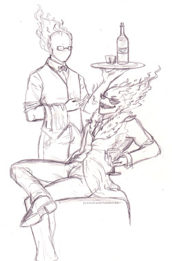 yunasakura:  REALLY rough sketch of Grillby & UF!Grillby