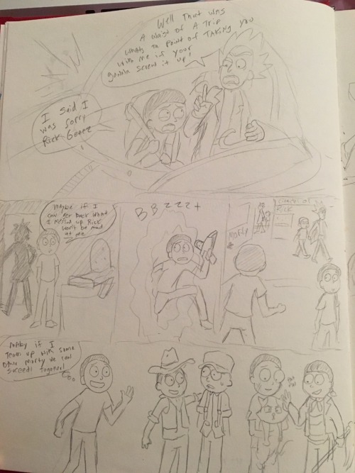 isadoraarkham:More of my own personal comic sketch of a rick and Morty adventure that is spanking themed