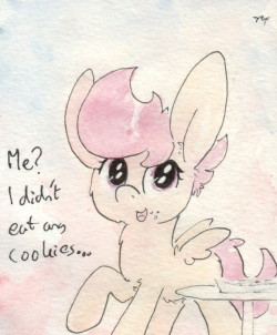 slightlyshade:Somepony ate the cookies! x3 Naughty filly :P