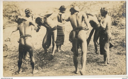 Filipino Igorot people dancing, via Delcampe.