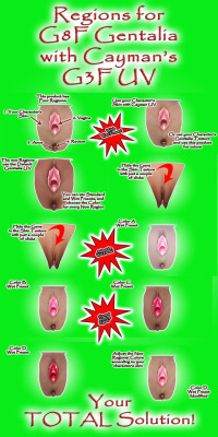 Looking for a Wet Preset for the G8F Genitalia? You got it! Looking for the different colors that exist in the genital zone? You got them! Do you want to use your character’s texture with the G8F Genitalia? No problem at all! Check the link for so much