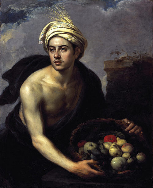 bartolome-esteban-murillo: A Young Man with a Basket of Fruit,