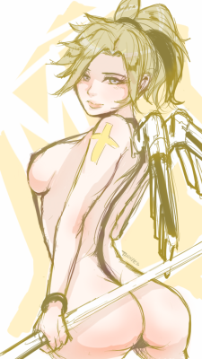 oppaiislife:  Mercy in swimsuit  Phone doodle   ;9